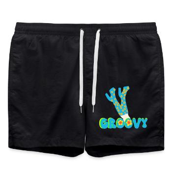 Retro Vibes Flower Power - Short de bain - noir - Devant - AI Model Male 185 light (185cm)