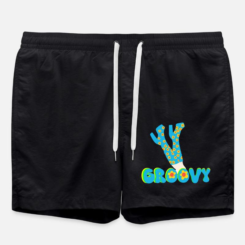 Retro Vibes Flower Power - Short de bain - noir