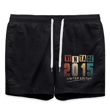 2015 Vintage 2015 né en 2015 anniversaire. Année 2 - Short de bain - noir - Devant - AI Model Male 185 light (185cm)