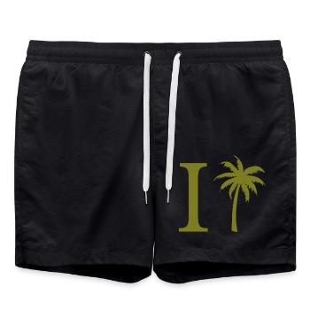 Lettre i vert Palm - Short de bain - noir - Devant - AI Model Male 185 light (185cm)