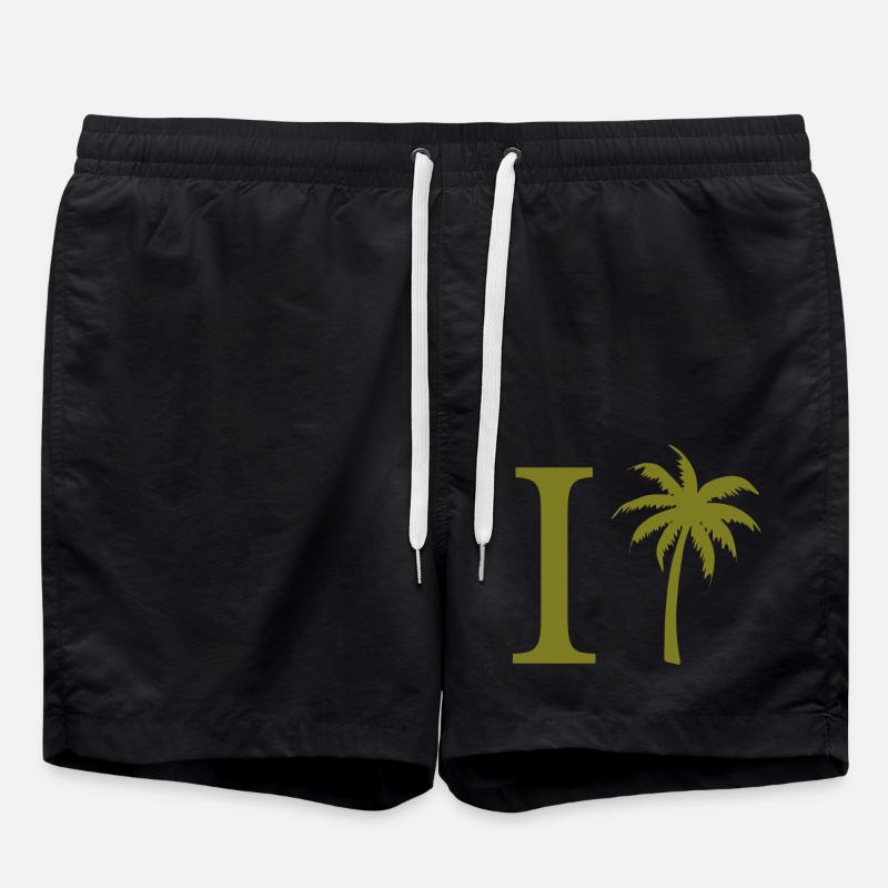 Letter i Green Palm - Swim Trunks - black