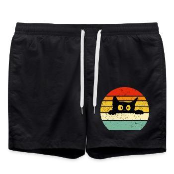 Funny Cat - Cat lover gift idea - Swim Trunks - black - Front - AI Model Male 185 light (185cm)