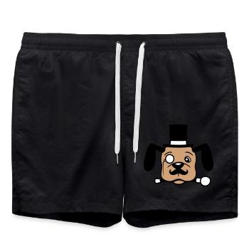 Chien M. Sir Cylindre Chapeau Monocle Lunettes Empire - Short de bain - noir - Devant - AI Model Male 185 light (185cm)