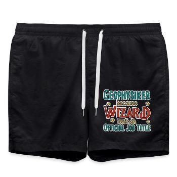 Geophysiker Wizard Geophysik - Badeshorts - Schwarz - Vorne - AI Model Male 185 light (185cm)