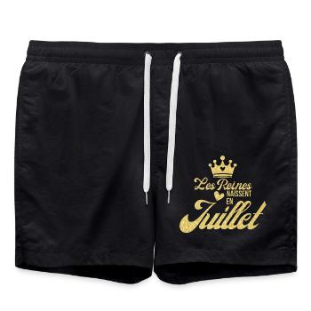 Les reines naissent en juillet paillettes - Short de bain - noir - Devant - AI Model Male 185 light (185cm)