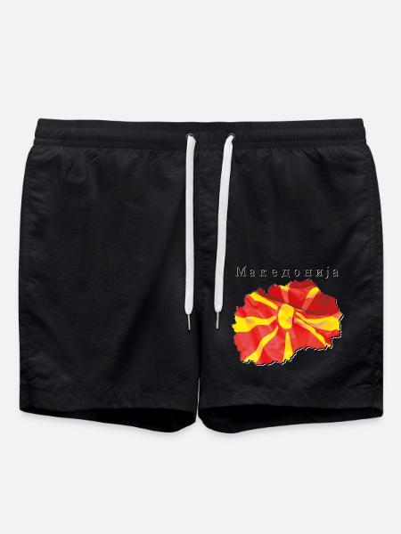 Macedonia Flag in Macedonia Map MK - Swim Trunks - black