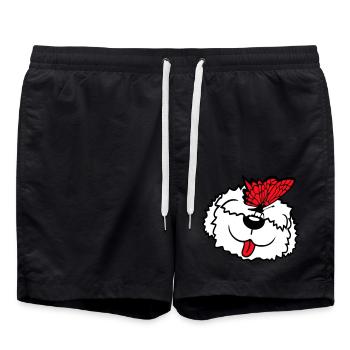 chien papillon nez mignon drôle heureux bande dessinée - Short de bain - noir - Devant - AI Model Male 185 light (185cm)