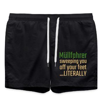 Müllfahrer Valentinstag Sweeping you - Badeshorts - Schwarz - Vorne - AI Model Male 185 light (185cm)