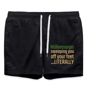Müllentsorger Valentinstag Sweeping you - Badeshorts - Schwarz - Vorne - AI Model Male 185 light (185cm)