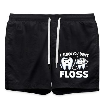 I Know You Don't Floss 13 - Badeshorts - Schwarz - Vorne - AI Model Male 185 light (185cm)