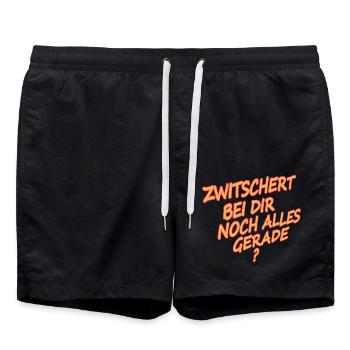 Zwitschert bei dir noch alles gerade? - Badeshorts - Schwarz - Vorne - AI Model Male 185 light (185cm)