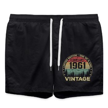 Cadeau Vintage Février 1961 Rétro Février 1961 - Short de bain - noir - Devant - AI Model Male 185 light (185cm)