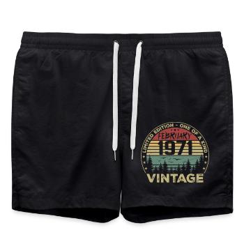 Retro February 1971 Vintage Gift February 1971 - Swim Trunks - black - Front - AI Model Male 185 light (185cm)