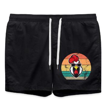 Hühner Hahn - Badeshorts - Schwarz - Vorne - AI Model Male 185 light (185cm)