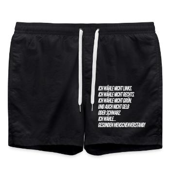 Funny Saying - ELECTIONS - Swim Trunks - black - Front - AI Model Male 185 light (185cm)