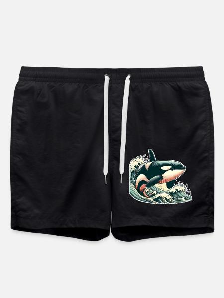 Orca Killer Whale - Swim Trunks - black