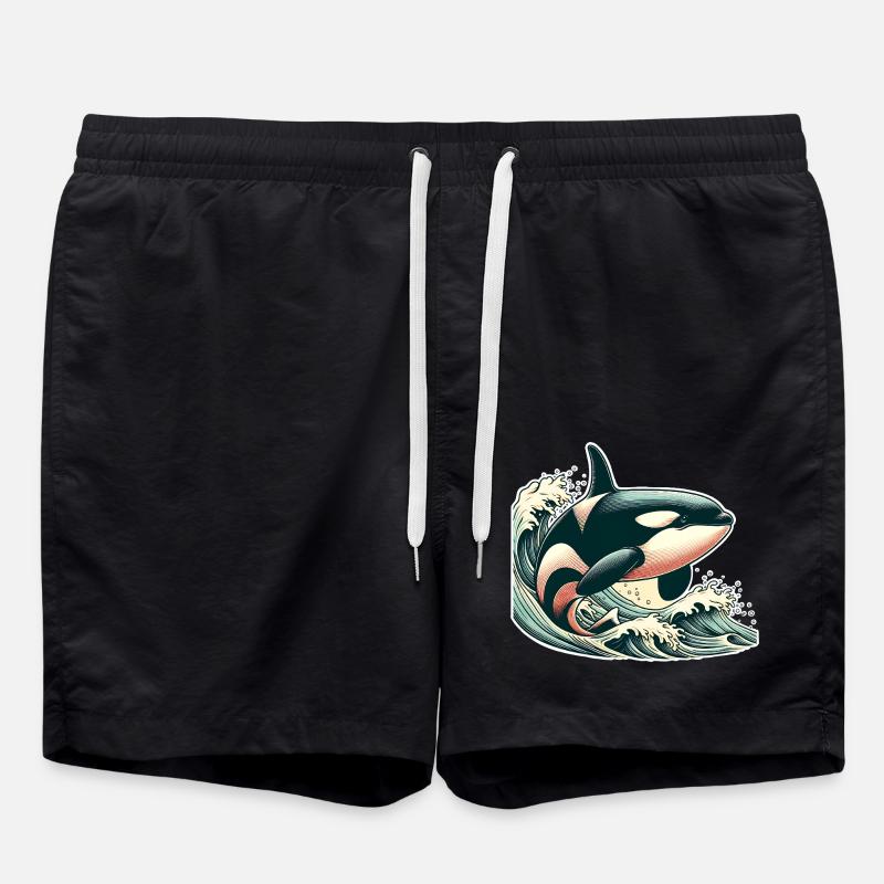 Orca Killer Whale - Swim Trunks - black