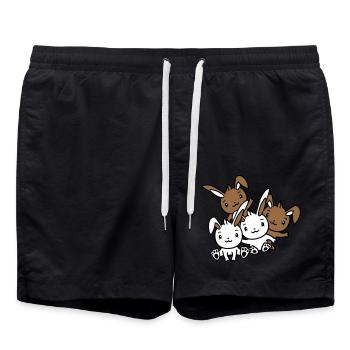 4 Bunnies Friends Team Crew Four Funny Siblings - Swim Trunks - black - Front - AI Model Male 185 light (185cm)