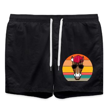Reiten Pferd - Badeshorts - Schwarz - Vorne - AI Model Male 185 light (185cm)