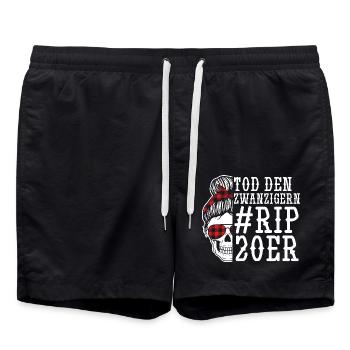 Birthday 30 years - Swim Trunks - black - Front - AI Model Male 185 light (185cm)