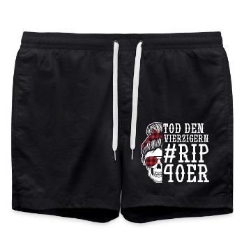 Birthday 50 years - Swim Trunks - black - Front - AI Model Male 185 light (185cm)