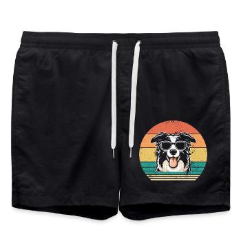 Border Collie - Swim Trunks - black - Front - AI Model Male 185 light (185cm)