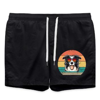 Border Collie - Swim Trunks - black - Front - AI Model Male 185 light (185cm)