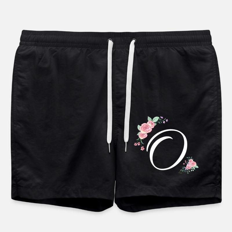 Lettre o fleurs - Short de bain - noir