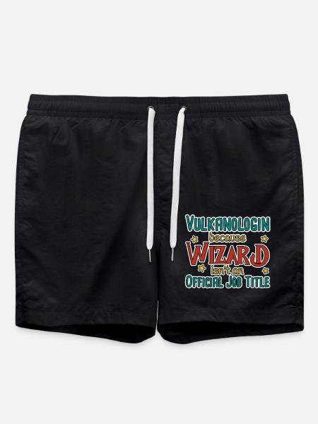 Volcanologist Wizard Volcanology - Swim Trunks - black
