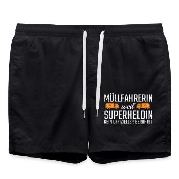 Garbage Driver Superheroine - Swim Trunks - black - Front - AI Model Male 185 light (185cm)