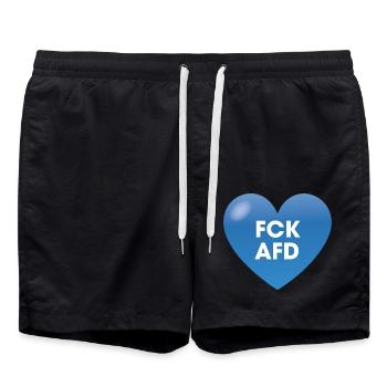 FCK AFD Herz Blau - Badeshorts - Schwarz - Vorne - AI Model Male 185 light (185cm)