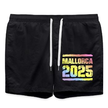 Mallorca 2025 Bunt - Badeshorts - Schwarz - Vorne - AI Model Male 185 light (185cm)