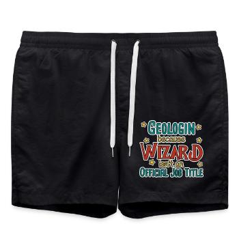 Geologist Wizard Geology - Swim Trunks - black - Front - AI Model Male 185 light (185cm)