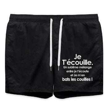 Humour Français drôle T-shirt pour homme - Short de bain - noir - Devant - AI Model Male 185 light (185cm)