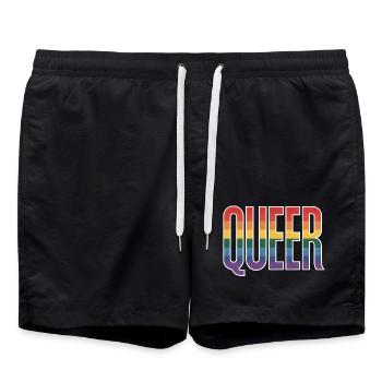 Queer - Cool queer Rainbow Logo - Swim Trunks - black - Front - AI Model Male 185 light (185cm)