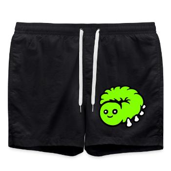 Cute caterpillar small friendly larva worm happy - Swim Trunks - black - Front - AI Model Male 185 light (185cm)