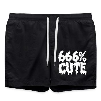 666% Cute! Satanistisches Goth Girl Design - Badeshorts - Schwarz - Vorne - AI Model Male 185 light (185cm)