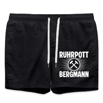 Ruhrpott Bergmann - Badeshorts - Schwarz - Vorne - AI Model Male 185 light (185cm)