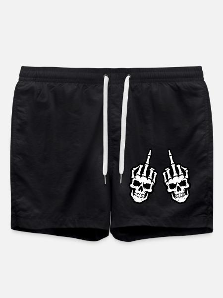 Middle Finger Skeleton Hand - Swim Trunks - black