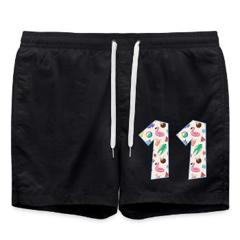 HOLIDAY NUMBER 11 YEARS SUMMER 11TH BIRTHDAY - Swim Trunks - black - Front - AI Model Male 185 light (185cm)