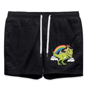 Beagle Chien Dinosaure Tyrannosaurus T-Rex - Short de bain - noir - Devant - AI Model Male 185 light (185cm)