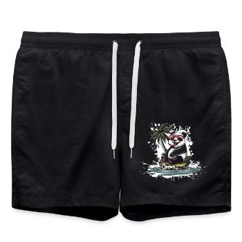 Panda Insel Palme - Badeshorts - Schwarz - Vorne - AI Model Male 185 light (185cm)