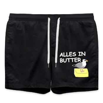 Alles in Butter Möwe - Badeshorts - Schwarz - Vorne - AI Model Male 185 light (185cm)