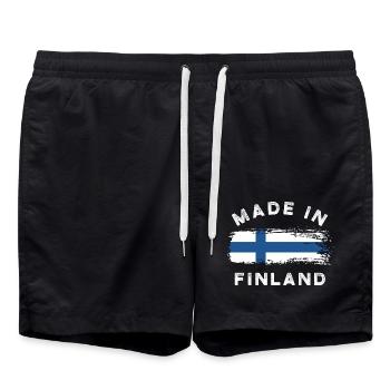 Made in Finland - Finland Flag - Swim Trunks - black - Front - AI Model Male 185 light (185cm)
