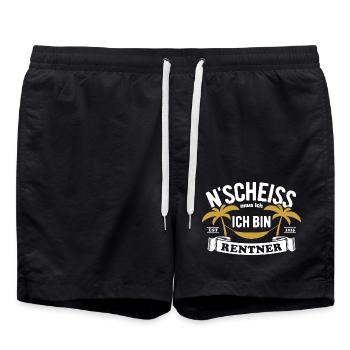 N' Scheiss muss ich, ich bin Rentner 2025 Spruch - Badeshorts - Schwarz - Vorne - AI Model Male 185 light (185cm)