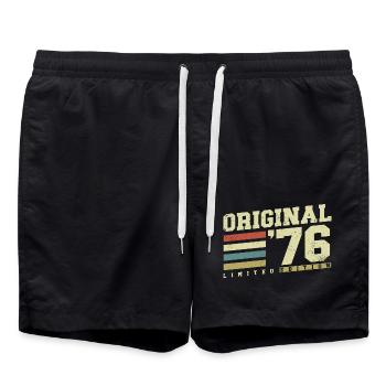 1976 Vintage Born Vintage Retro Birthday - Swim Trunks - black - Front - AI Model Male 185 light (185cm)