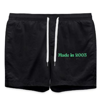 Made in 2003 - Perfektion seit Tag 1 - Badeshorts - Schwarz - Vorne - AI Model Male 185 light (185cm)