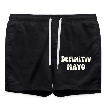 Definitiv Mayo Mayonnaise Fast Food Pommes Majo - Badeshorts - Schwarz - Vorne - AI Model Male 185 light (185cm)