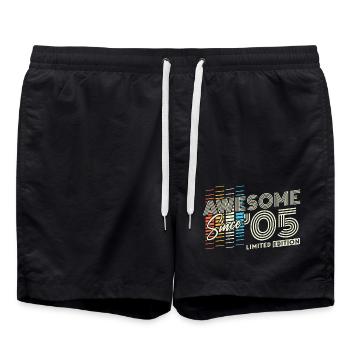 2005 geboren Jahrgang Geburtstag Geschenk Retro - Badeshorts - Schwarz - Vorne - AI Model Male 185 light (185cm)