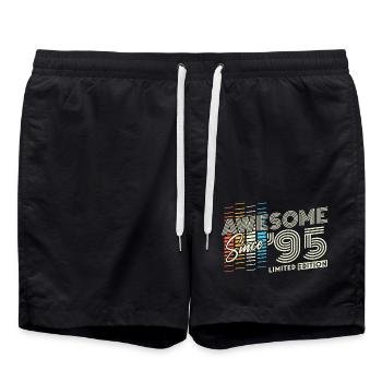 1995 Born Vintage Birthday Gift Retro - Swim Trunks - black - Front - AI Model Male 185 light (185cm)